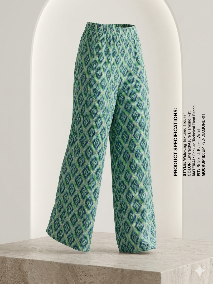 Women's Casual Ikat Print Palazzo Pants Flowy Wide Leg Summer Trousers