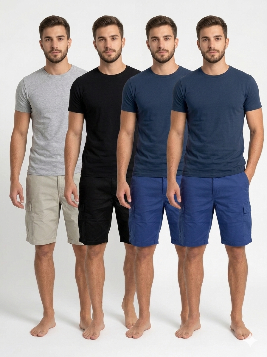 Mens Combat Casual Summer Holiday Beach Cotton Cargo Shorts AR2