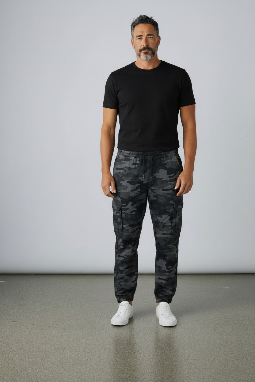 Men camouflage Cargo Trouser Work Wear Utility Combat Stretch 7 Pocket Joggers