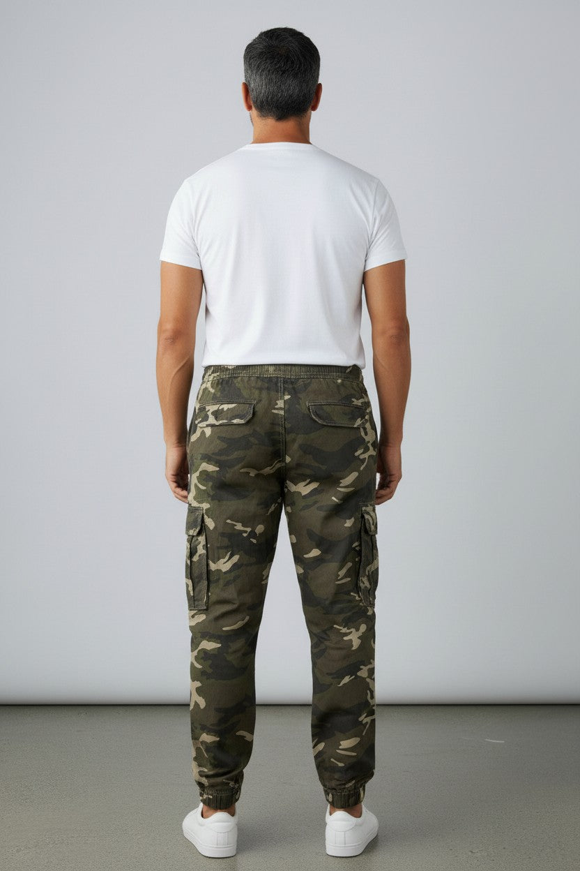 Men camouflage Cargo Trouser Work Wear Utility Combat Stretch 7 Pocket Joggers