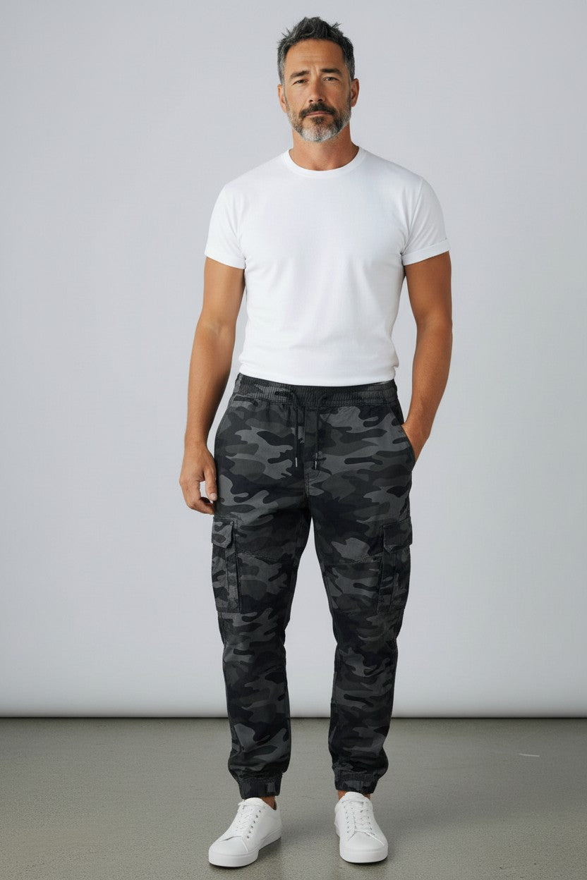 Men camouflage Cargo Trouser Work Wear Utility Combat Stretch 7 Pocket Joggers