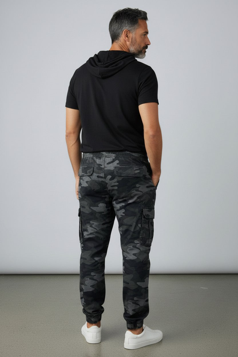 Men camouflage Cargo Trouser Work Wear Utility Combat Stretch 7 Pocket Joggers
