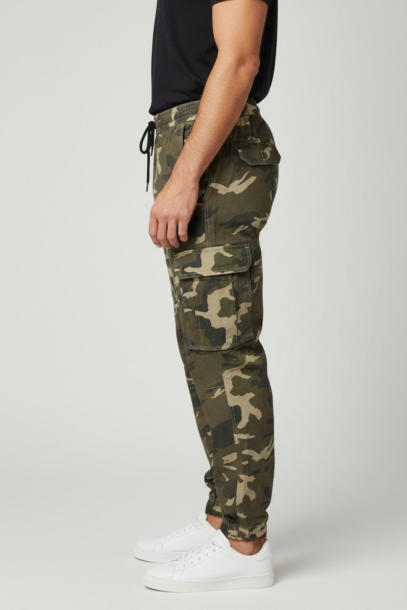 Men camouflage Cargo Trouser Work Wear Utility Combat Stretch 7 Pocket Joggers