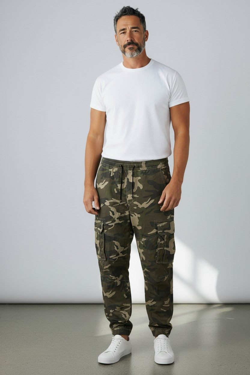 Men camouflage Cargo Trouser Work Wear Utility Combat Stretch 7 Pocket Joggers